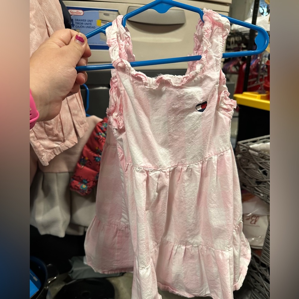 Pink and White Ruffled Dress